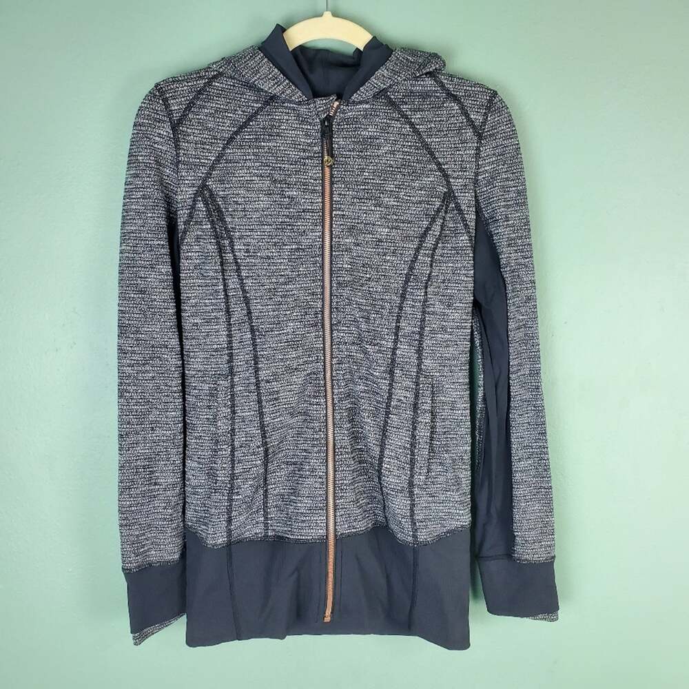 Lululemon Daily Practice Full Zip Black White Hoodie Jacket Size 8